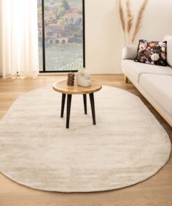 Oval viscose rug - Glamour ivory
