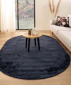 Oval viscose rug - Glamour navy blue