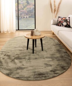 Oval viscose rug - Glamour olive green