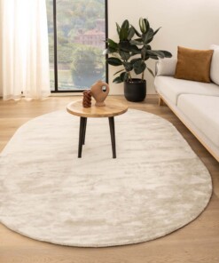 Oval viscose rug - Pearl ivory