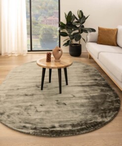 Oval viscose rug - Pearl olive green