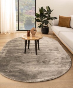 Oval viscose rug - Pearl silver