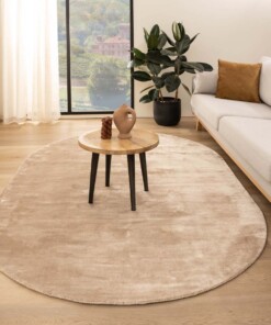 Oval viscose rug - Pearl beige