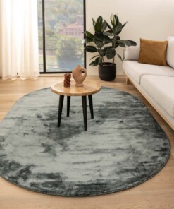 Oval viscose rug - Pearl blue