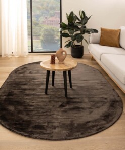 Oval viscose rug - Pearl dark brown