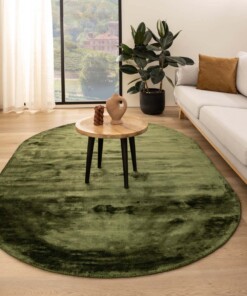 Oval viscose rug - Pearl green