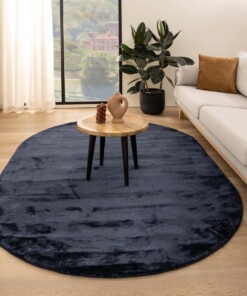 Oval viscose rug - Pearl navy blue