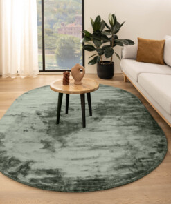 Oval viscose rug - Pearl azure blue