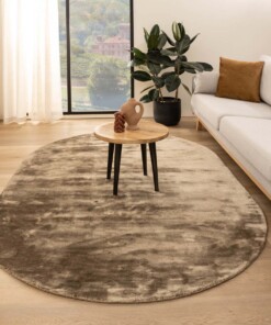Oval viscose rug - Pearl brown