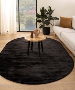 Oval viscose rug - Pearl black