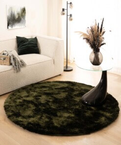 Round shaggy rug​ - Spark olive green