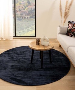 Round viscose rug - Glamour navy blue