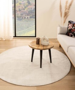 Round viscose rug - Glamour white