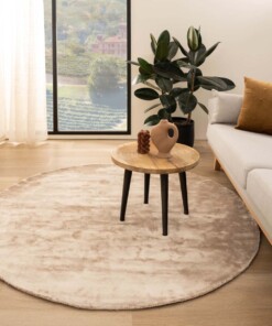 Round viscose rug - Pearl beige
