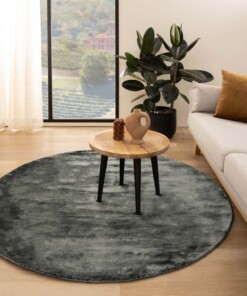 Round viscose rug - Pearl blue