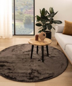 Round viscose rug - Pearl dark brown