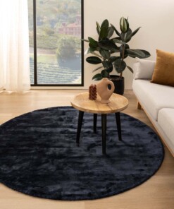 Round viscose rug - Pearl navy blue