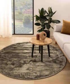 Round viscose rug - Pearl olive green