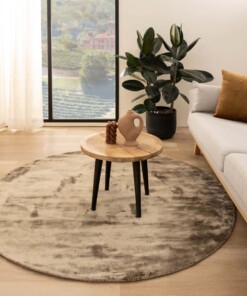 Round viscose rug - Pearl brown