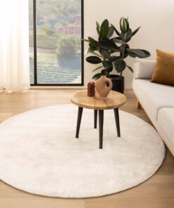 Round viscose rug - Pearl white