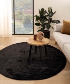 Round viscose rug - Pearl black