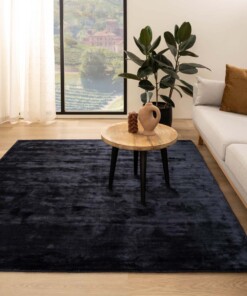 Square viscose rug - Pearl navy blue