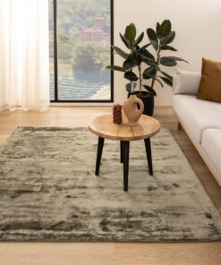 Square viscose rug - Pearl olive green