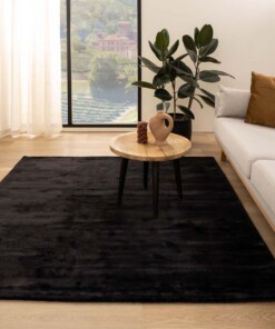 Square viscose rug - Pearl black