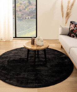 Round viscose rug - Glamour black