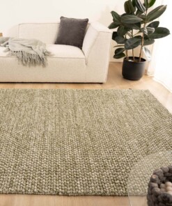 Wool rug - Løkke olive green