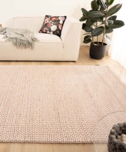 Wool rug - Løkke cream/pink
