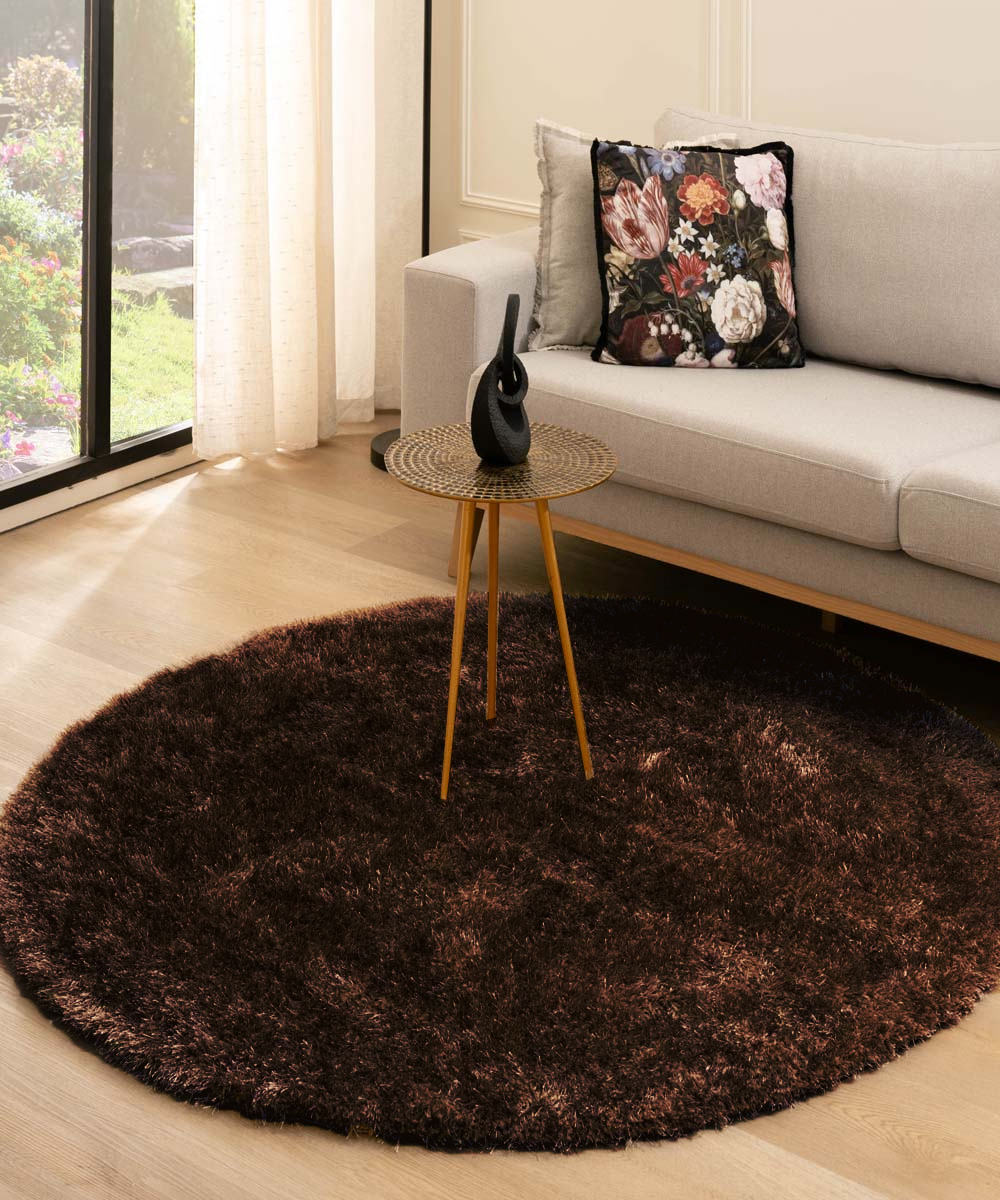 Round velvet rug - Posh dark brown Round velvet rug - Posh dark brown