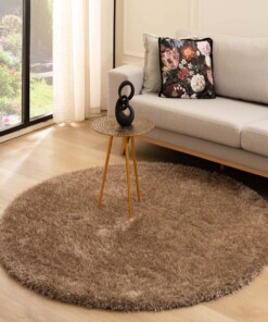 Round Thick Velvet Rug - Posh Beige