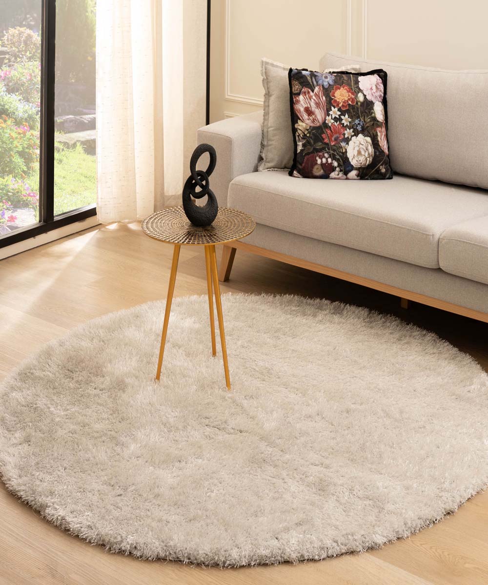 Round velvet rug - Posh light silver Round velvet rug - Posh light silver