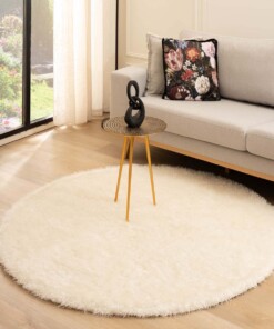 Round velvet rug - Posh white