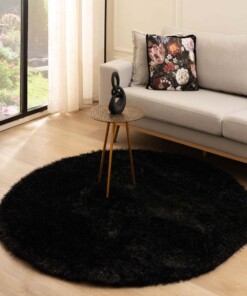 Round velvet rug - Posh black