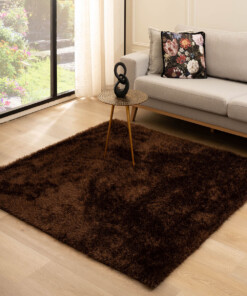 Square velvet rug - Posh dark brown