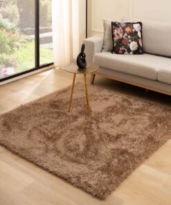 Square velvet rug - Posh brown