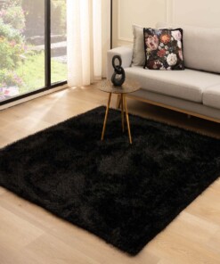 Square velvet rug - Posh black