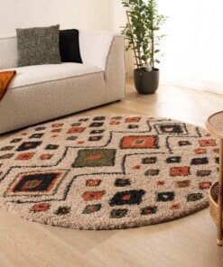 Round thick rug - Artisan beige/multi