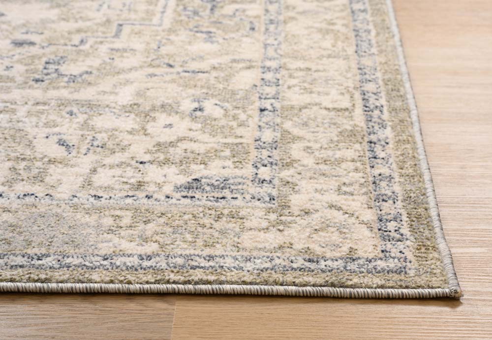Vintage rug - Classic Bernard green/ivory - close up Vintage rug - Classic Bernard green/ivory - close up