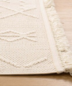 Japandi rug - Knit Tribe white - close up, thumbnail