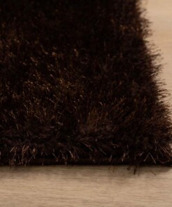 Square velvet rug - Posh dark brown - close up, thumbnail