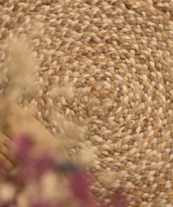 Round jute rug​ - Braided natural/multi
