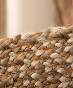 Round jute rug​ - Braided natural/multi