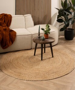 Round jute rug​ - Braided natural