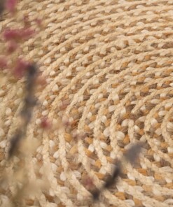 Round jute rug​ - Braided white/natural