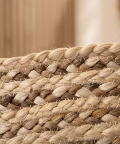 Round jute rug​ - Braided white/natural
