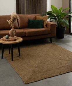 Square jute rug - Pure olive green