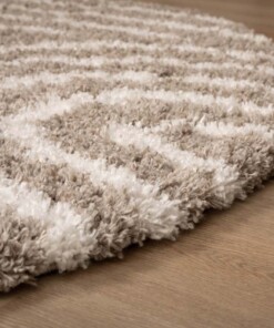 Round Scandinavian rug - Cozy Arch beige - close up, thumbnail